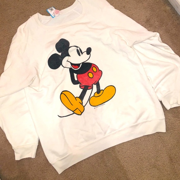 Disney Tops - Disney Men's White Crewneck Sweater with Mickey Mouse